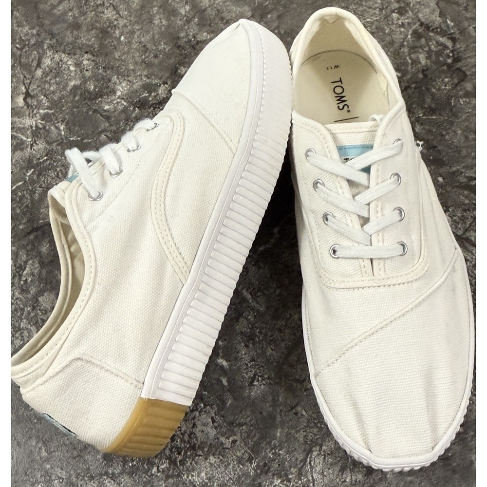 TOMS Cordones Indio Womens‎ Lifestyle Canvas Sneakers White Sz 11